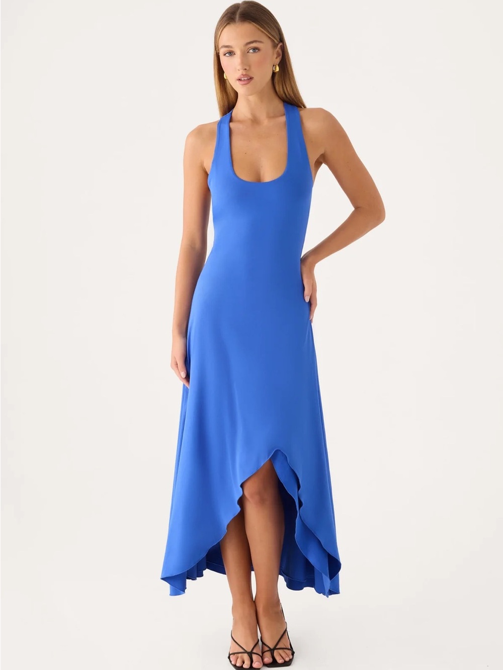 Peppermayo Kyrra Electric Cobalt Asymmetrical Neck Midi Dress - NWOT